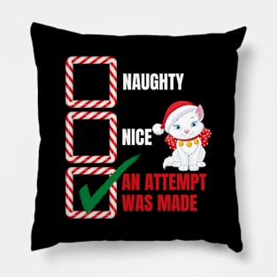 Naughty or Nice Christmas Cat Pillow