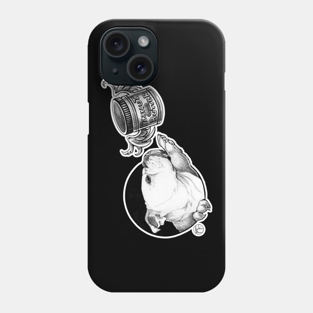 Bulldog Dream of Peanut Butter - White Outline Design Phone Case by Nat Ewert Art