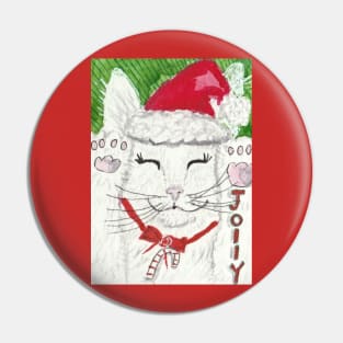 Happy cat  Jolly Christmas  art Pin