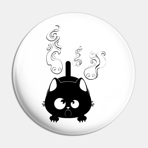 Black cat and wisps for Inktober Pin by AnnArtshock