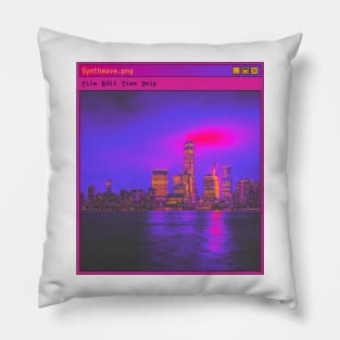 Synthwave Aesthetic City. Pillow