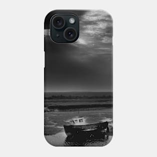 Fishing boat at low tide at Burnham Overy Staithe, Norfolk, UK Phone Case