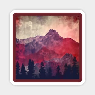 Textured Red and Purple Mountains and Trees Magnet