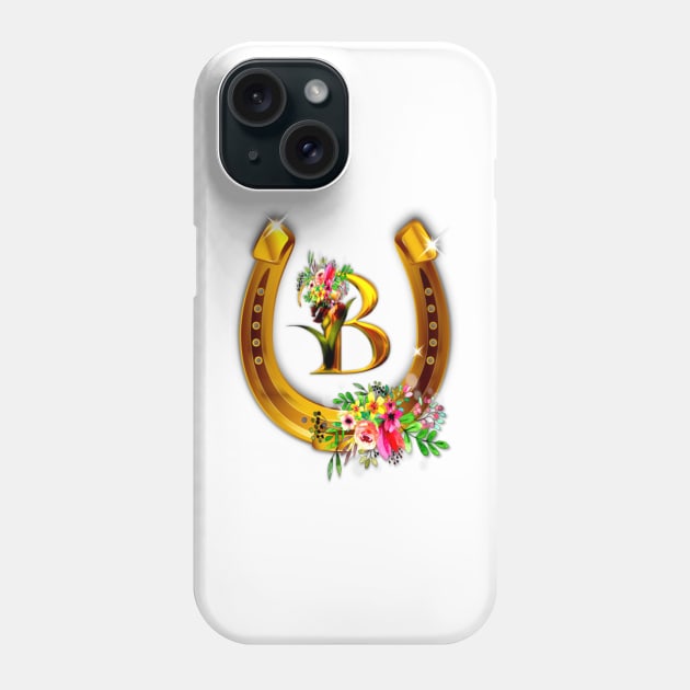 Letter B Name Initial and Horseshoe Phone Case by KC Morcom aka KCM Gems n Bling aka KCM Inspirations