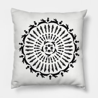 Rabbit and Vegetables Mandala Pillow