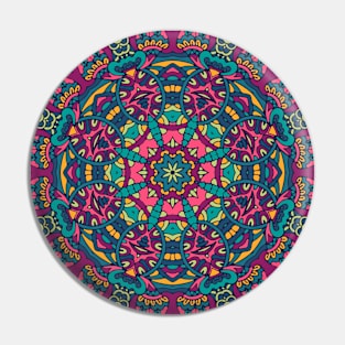 Colorful Indian Mexican Ethnic Oriental Rug Mandala Boho Pattern Pin