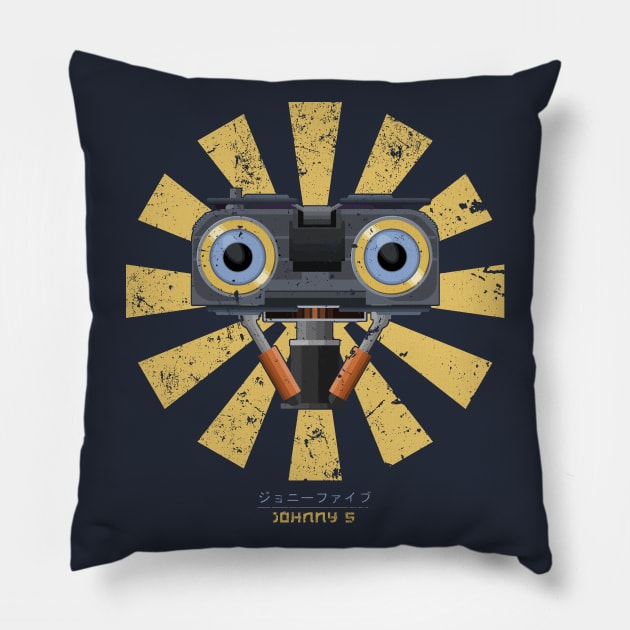 Johnny 5 Retro Japanese Short Circuit Pillow by Nova5