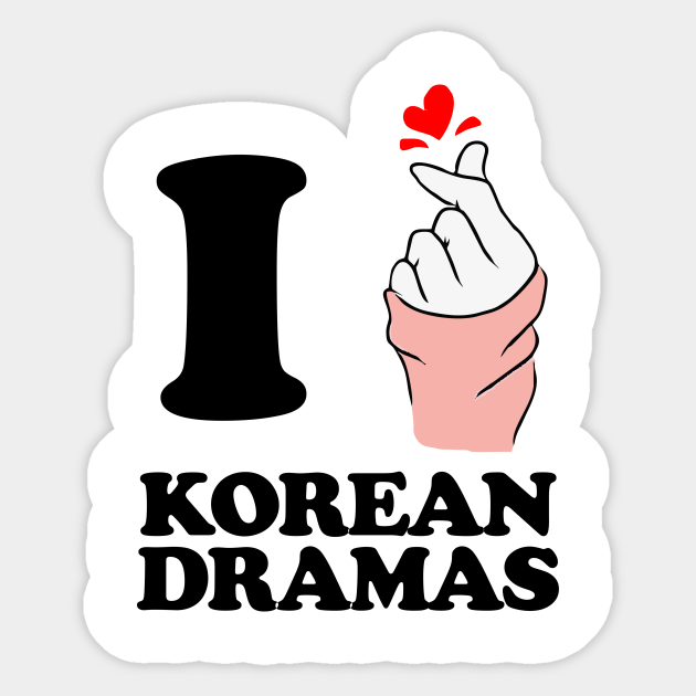 I Love Korean Drama Finger Heart Black I Love Korean Dramas Sticker Teepublic