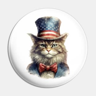 4th of July Cat Portrait Pin