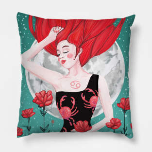 Cancer Zodiac Green by Cindy Rose Studio Pillow