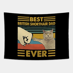 Best British Shorthair Dad Ever Retro Vintage Sunset Tapestry