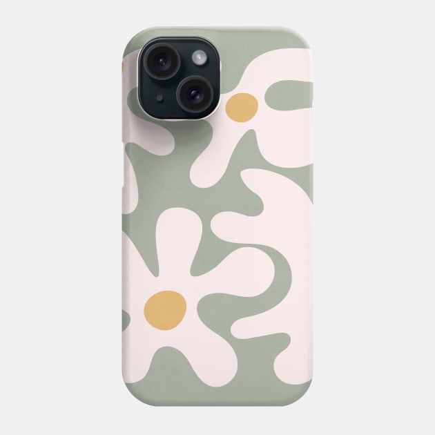 Abstract Flowers Sage Green Phone Case by Colorable