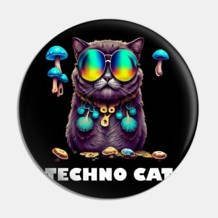 Techno T-Shirt - Techno Cat Organism - Catsondrugs.com - Techno, rave, edm, festival, techno, trippy, music, 90s rave, psychedelic, party, trance, rave music, rave krispies, rave flyer T-Shirt T-Shirt T-Shirt Pin