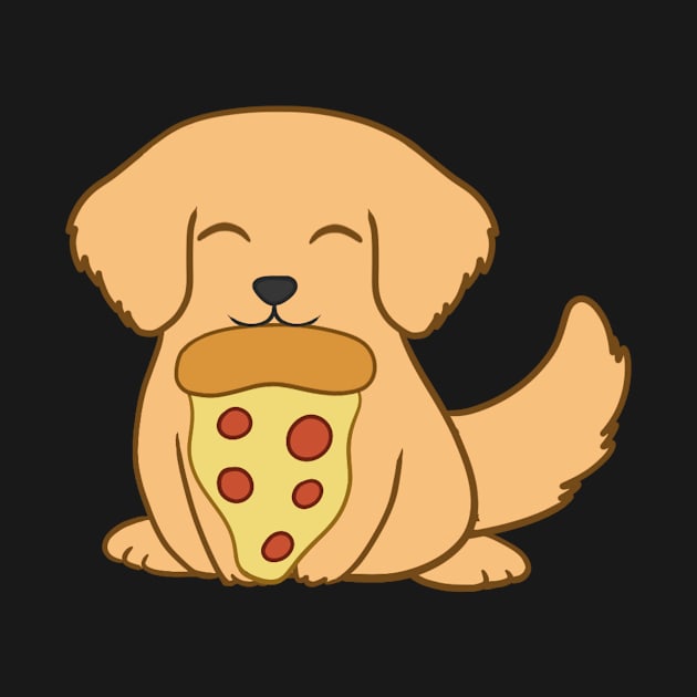 Golden Retriever eating a pizza by BiscuitSnack