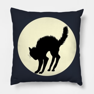 Black cat, yellow moon Pillow