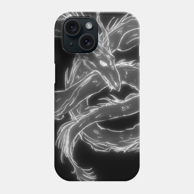 Dragon sketch - White Phone Case by ginaromoart