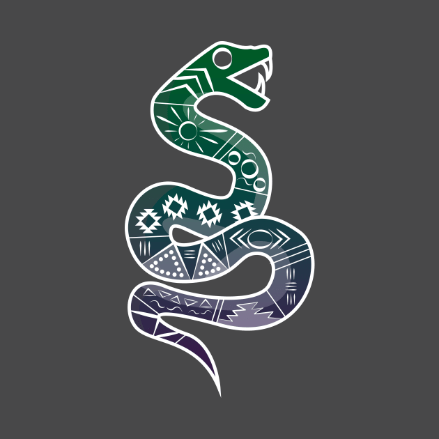 Mexican Aztec Snake Design Green and Purple by JDP Designs