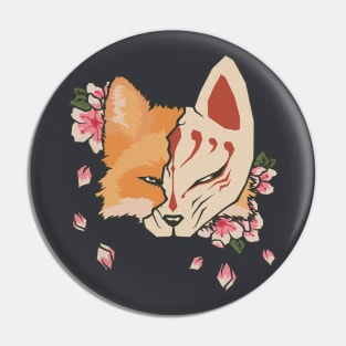 Kitsune Masked Fox Sakura Pin