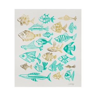 fish inkings turquoise gold T-Shirt