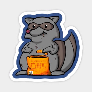 Chubby Raccoon with Cheesy Chips Magnet