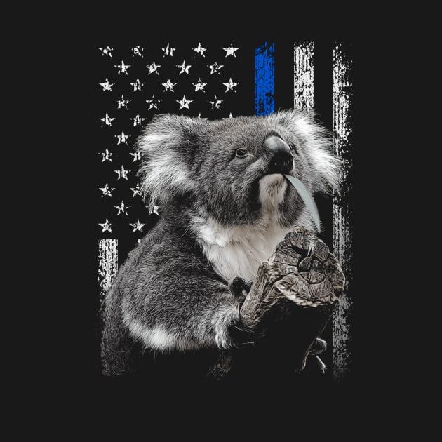 Koala American Flag Tee for Admirers of Australian Wildlife by Gamma-Mage