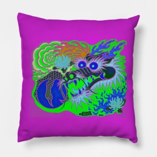 Neon Dragon With 4 Elements Variant 21 Pillow