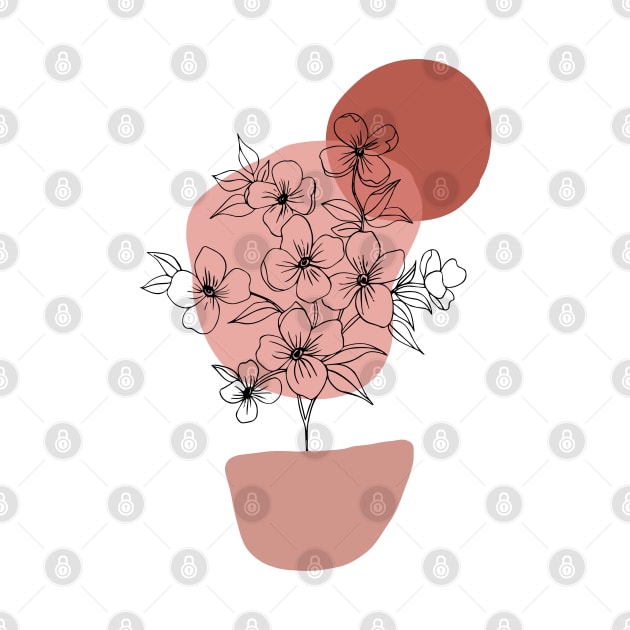 Abstract Botanical Potted Flowering Plant by ArunikaPrints