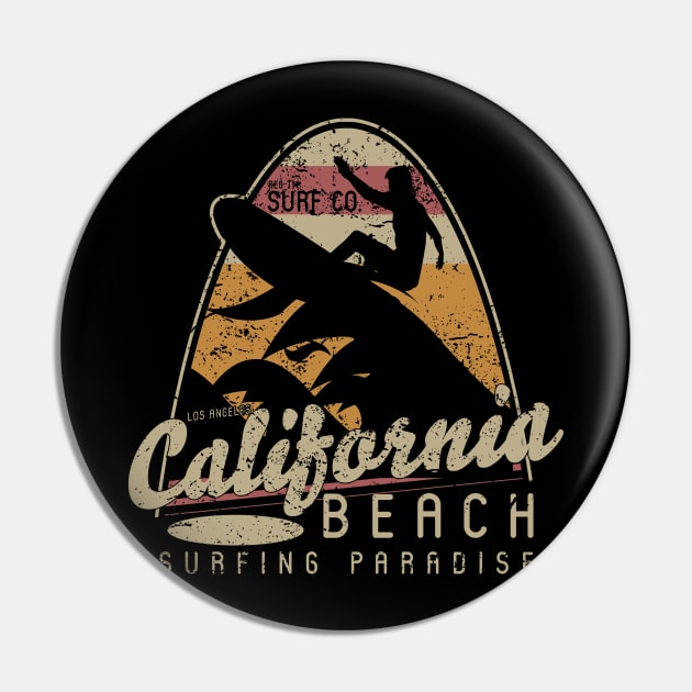 Vintage Surf California Sunset retro beach paradise distressed Pin by SpaceWiz95