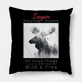 Moose Nature Outdoor Imagine Wild Free Pillow