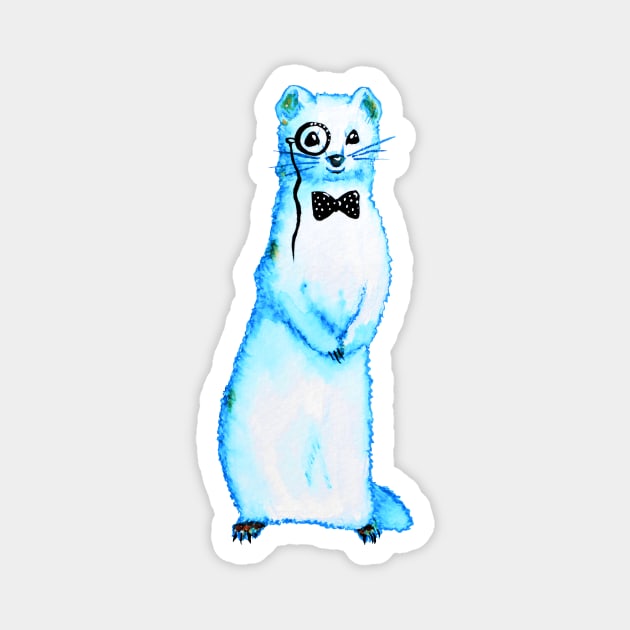 Funny Ferret Gentleman With Monocle And Bow Tie Magnet by Boriana Giormova