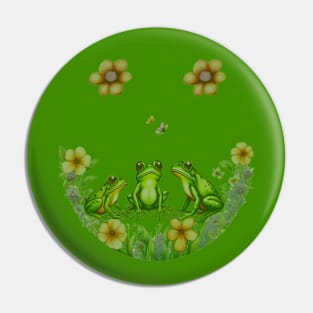 Funny Frog Smiley Face Pin