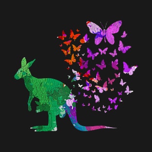 Australia Retro Butterflies Kangaroos T-Shirt