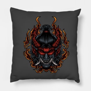 Oni Fire Devil Head Pillow