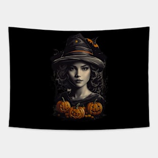 Mystical Halloween Delight: Beautiful Witch Tapestry