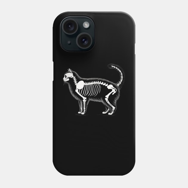Anatomy of a Cat: Skeleton in Monochrome Phone Case by Lovely Animals
