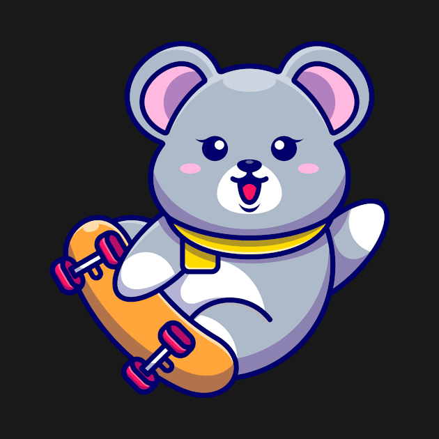 Cute mouse play skateboard cartoon by Wawadzgnstuff