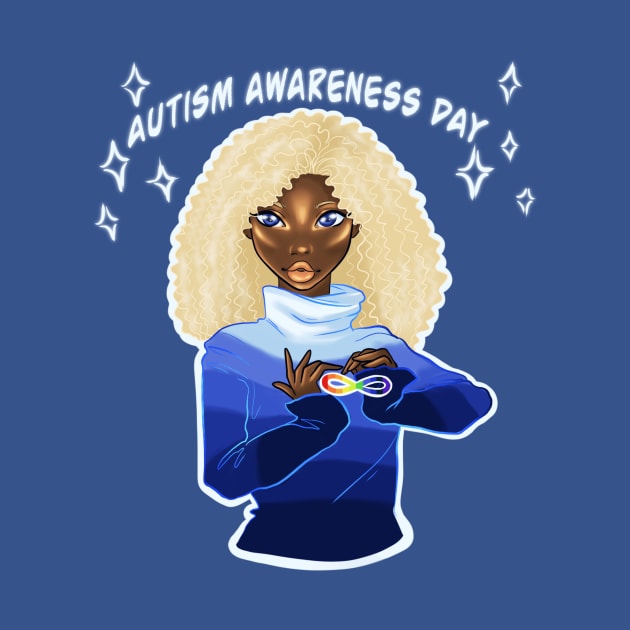 Black Girl Autism Awareness Day Blonde Afro by Ebony Rose 