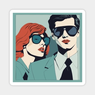 Sunnies Selfies Fashionable Frames Artful Couple Patrick Nagel Art Deco Magnet