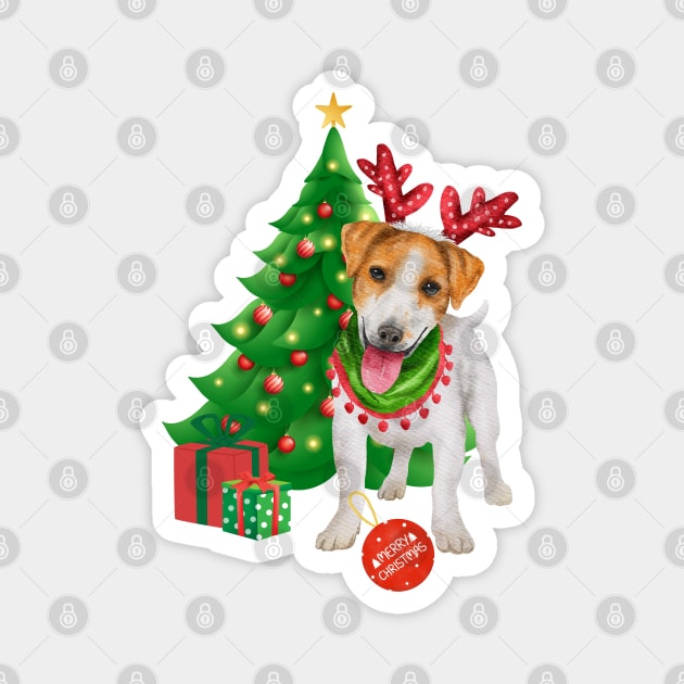 Christmas Jack Russell Magnet by Budwood Designs