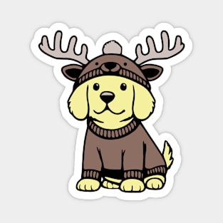 Puppy Reindeer Magnet