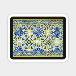 Portuguese azulejos with exploding yellow flowers Magnet