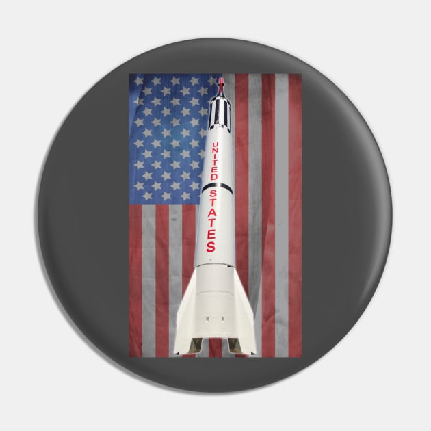 American Flag Space Rocket NASA Pin by W.Pyzel