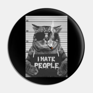 VINTAGE CAT I HATE PEOPLE BLACK Pin