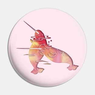 Peach Sea Narwhals Pin