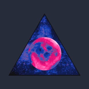 Bisexual Pride Moon Galaxy Triangle T-Shirt