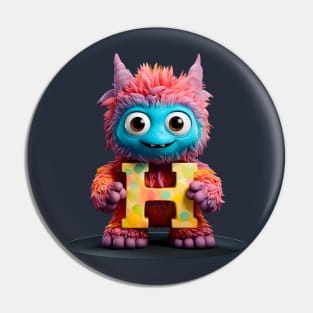 Cute Monster for Kids Alphabet Letter H Funny Back to School Pin