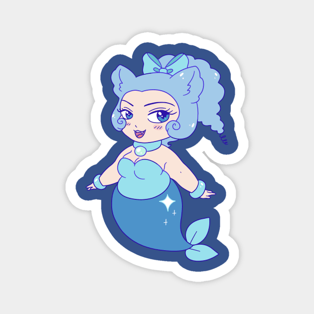 Chubby Blue Mermaid Magnet by saradaboru