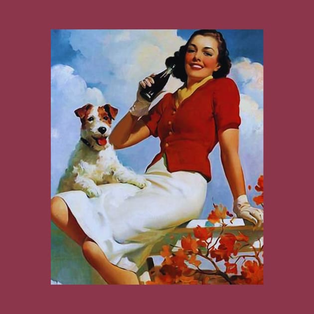 Vintage poster design woman with a dog t-shirt by Tuff Tees