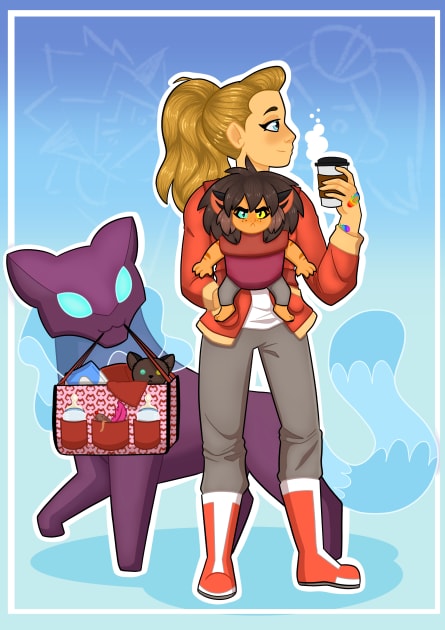 babysitting Catra Kids T-Shirt by dragonlord19