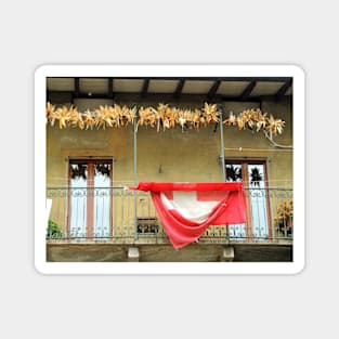 Balcony With Corn Cobs And Swiss Flag Magnet